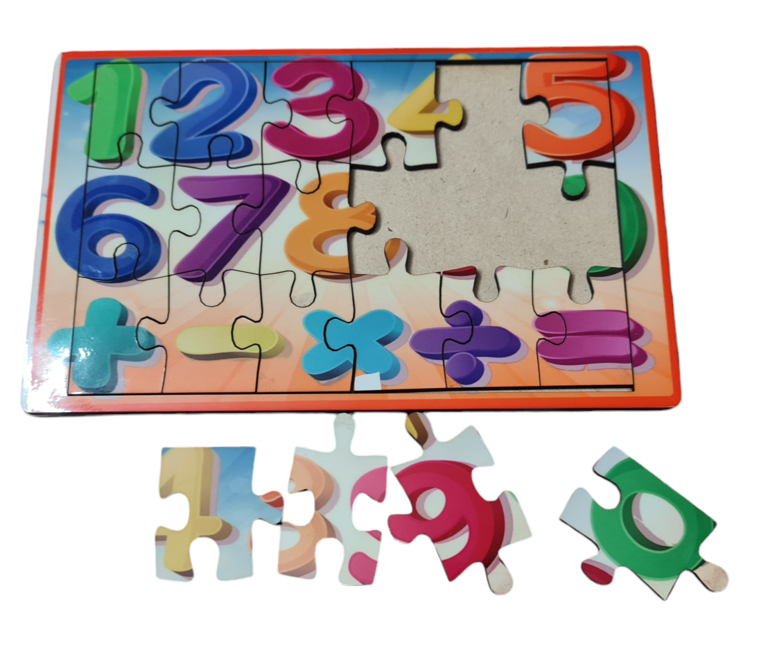 Educational Wooden Number Puzzle for Kids (8x5 Inch) - High Glossy Finish